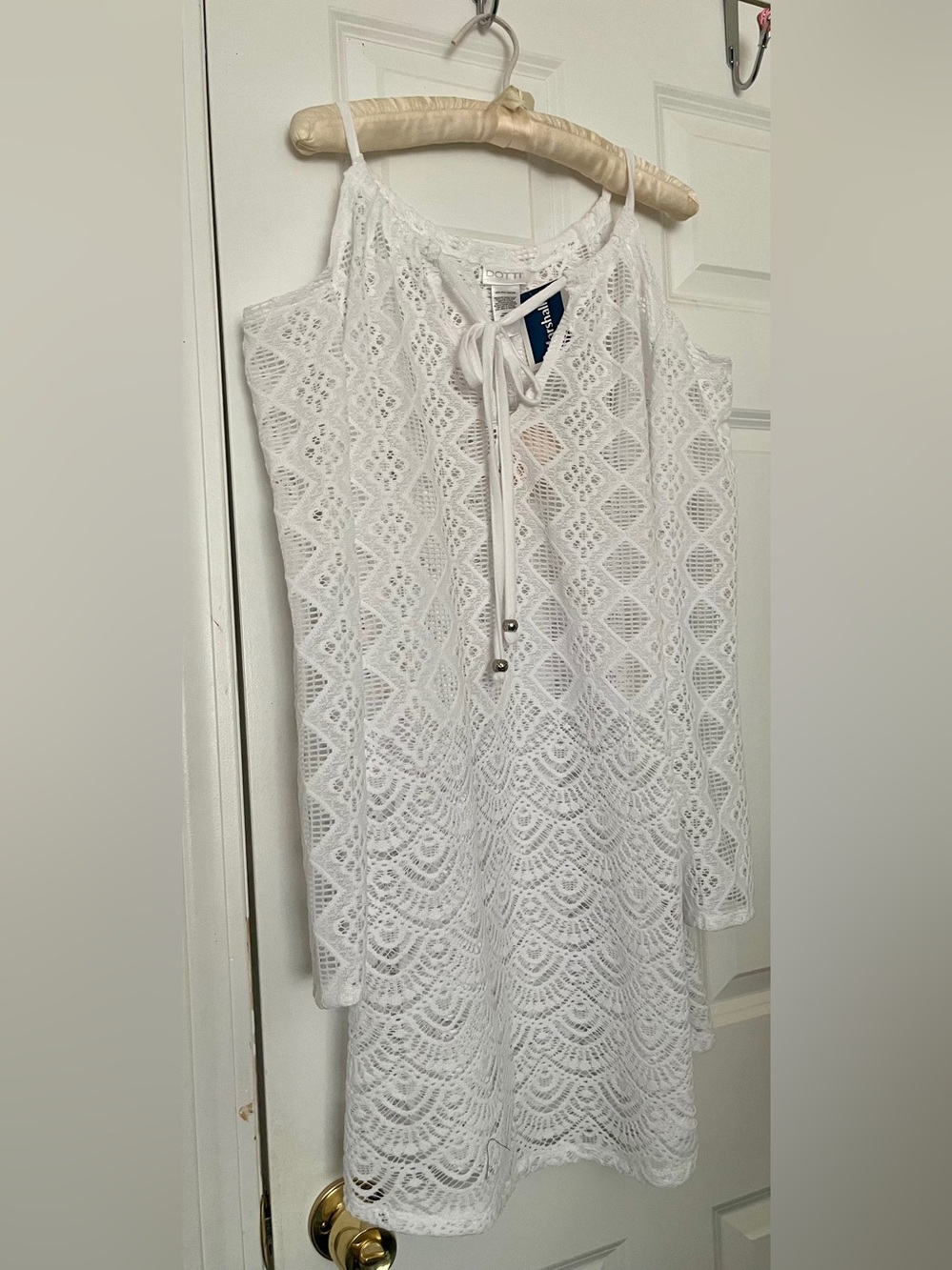 NWT Dotti White Crochet Lace Tie-Front Beach Swim Coverup